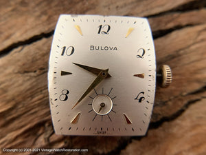 Bulova Large Decorative Tonneau Case and Scripty Numerals and Shark Strap , Manual, 25.5x39mm