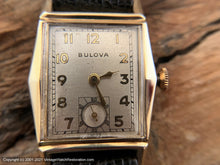 Load image into Gallery viewer, Bulova c.1946 in Angular Case, Domed Crystal and Near Perfect Silver Dial, Manual, 25x36
