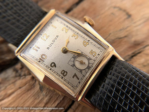Bulova c.1946 in Angular Case, Domed Crystal and Near Perfect Silver Dial, Manual, 25x36