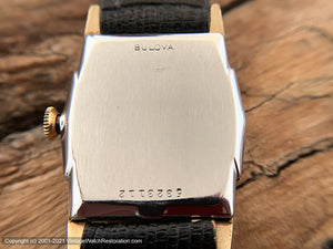 Bulova c.1946 in Angular Case, Domed Crystal and Near Perfect Silver Dial, Manual, 25x36