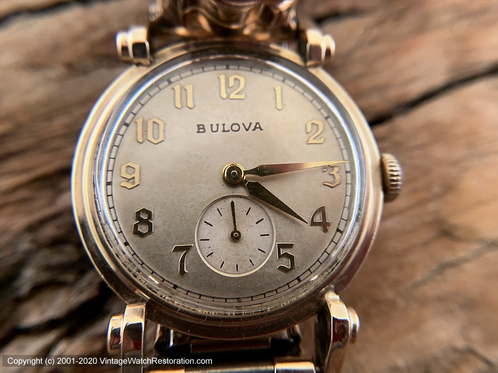 Bulova c.1949 Silver Dial with Germanic Deco Numbers, Manual, 30.5mm