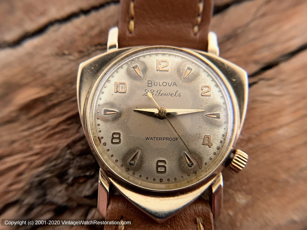 Bulova President Asymmetrical Shield Case with Patina Manual