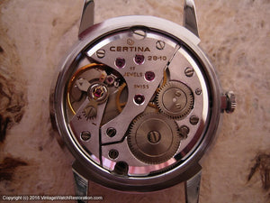 Certina NOS Slate Gray Dial, Signed 6x, Manual, 34mm