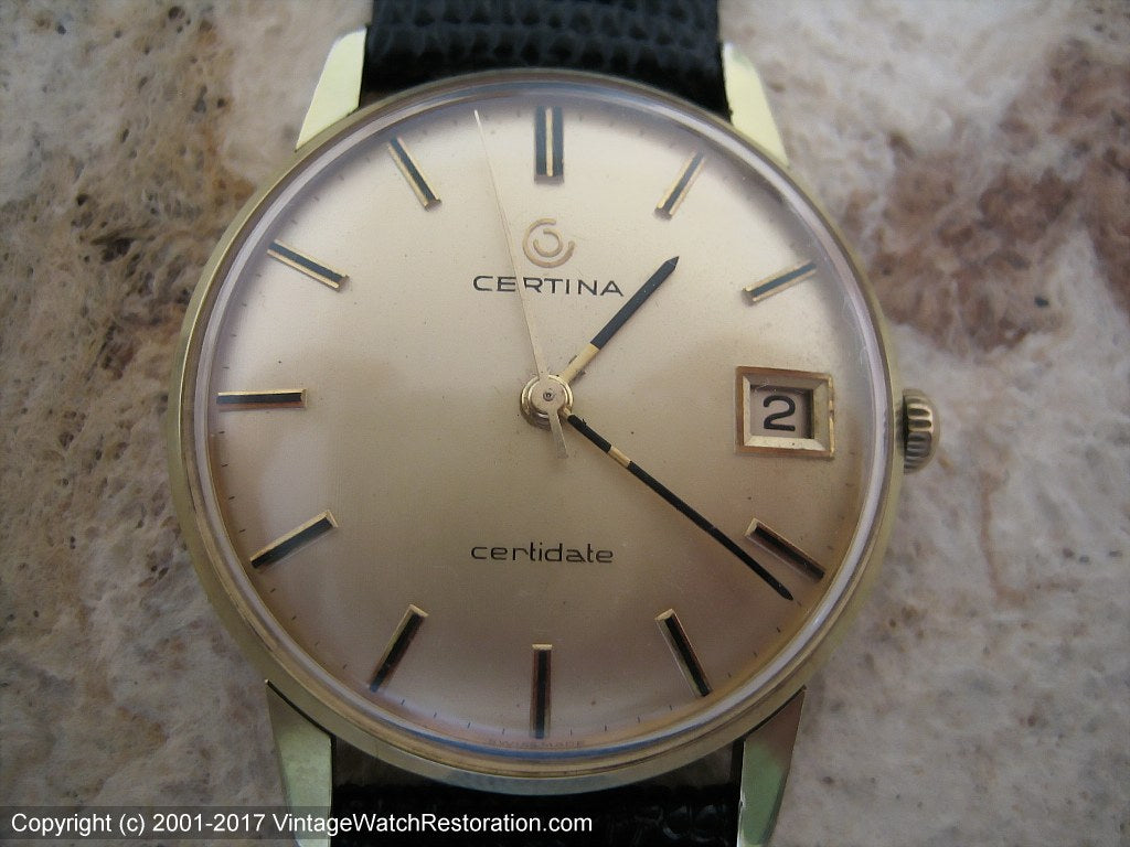 Certina 'Certidate' Golden Dial, Manual, 34mm