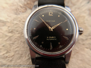 Certina with Military Style Black Dial 21 Rubis, Automatic, 33mm