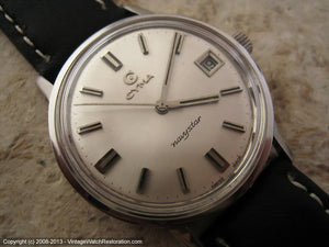 Near mint Cyma 'Navystar' Silver Dial with Date, Automatic, Large 35mm