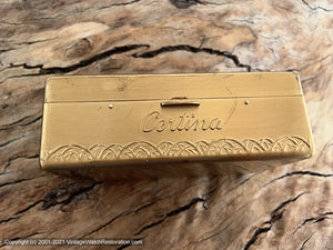 Certina Pearl Light Patina Dial in Rare Pin Cushion Bezel Case with Original Certina Box, Manual, 37mm
