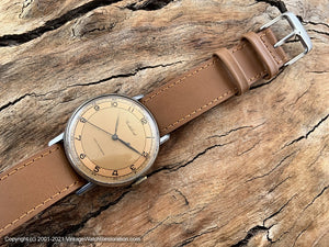 Cortebert from 1940s with Stellar Rust-Coppery Two-Tone Dial, Manual, Large 35mm