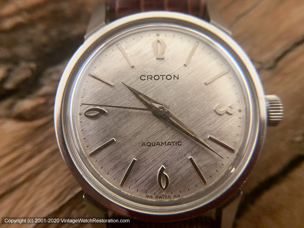 Croton 'Aquamatic' Deco Number Textured Dial, Manaul, 32.5mm