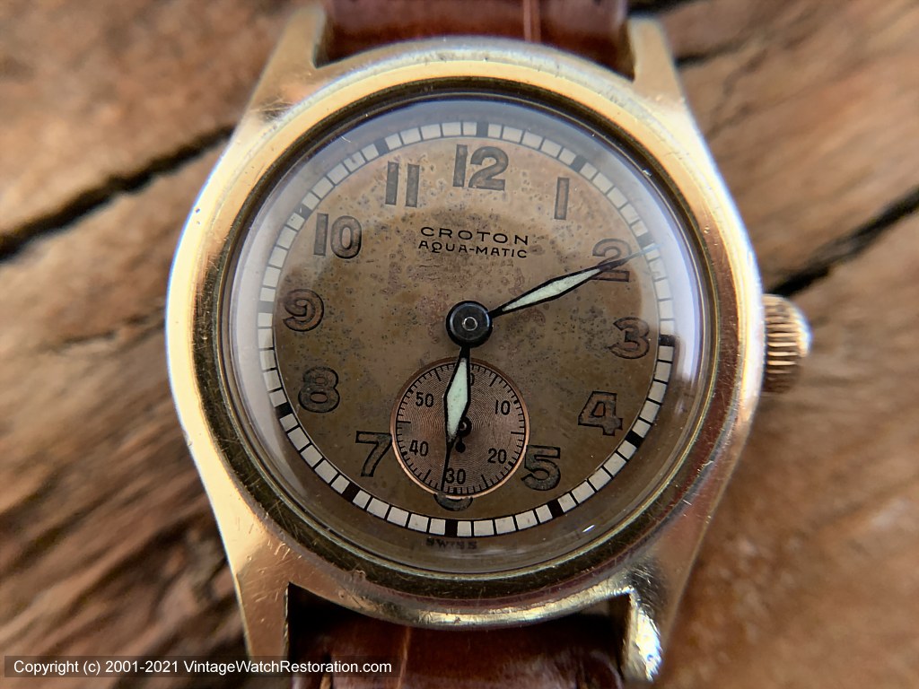 Croton Aquamatic with Wondrous Copper Patina and White Outer Band, Automatic, 29mm
