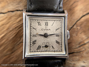 Cyma Original Roman Dial with Great Patina, Square Case, Manual, 25.5x25.5mm