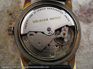 Beautiful Soft Golden Dial Delbana, Automatic, Large 34mm