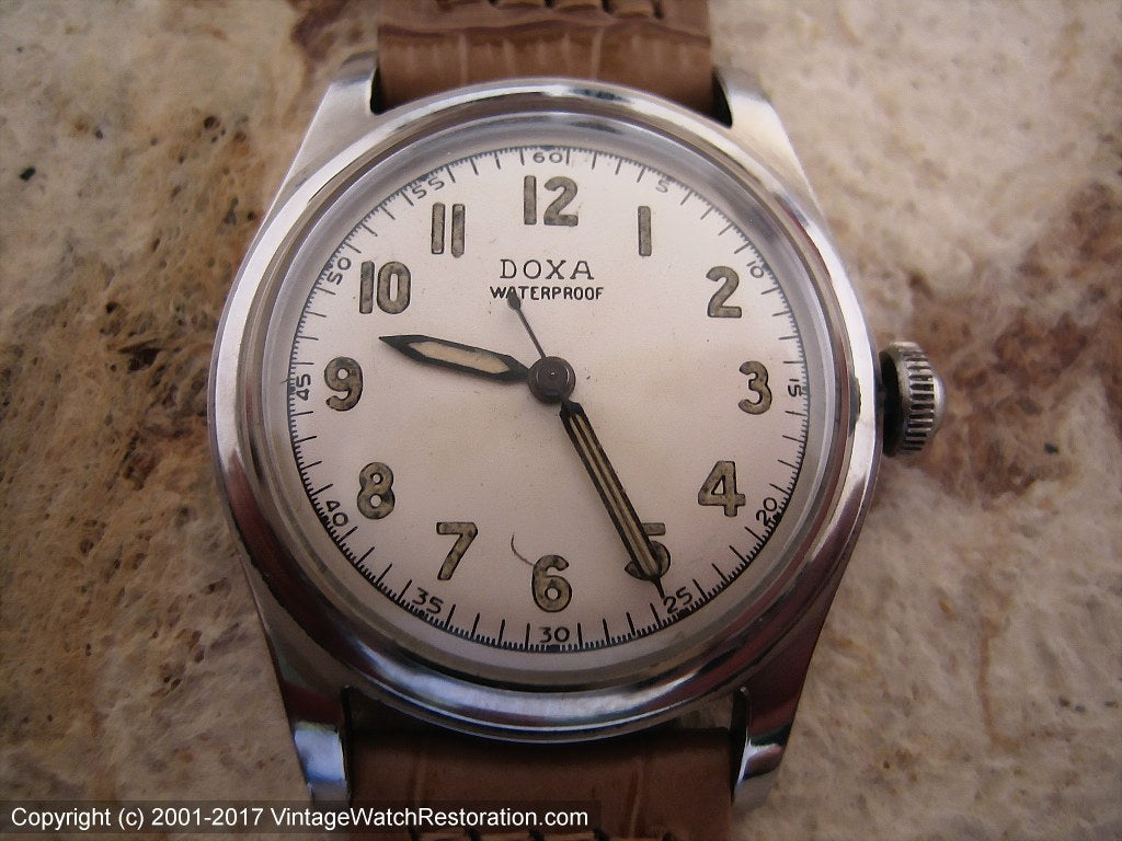 WWII Era Doxa with Military Style Dial, Manual, 32mm