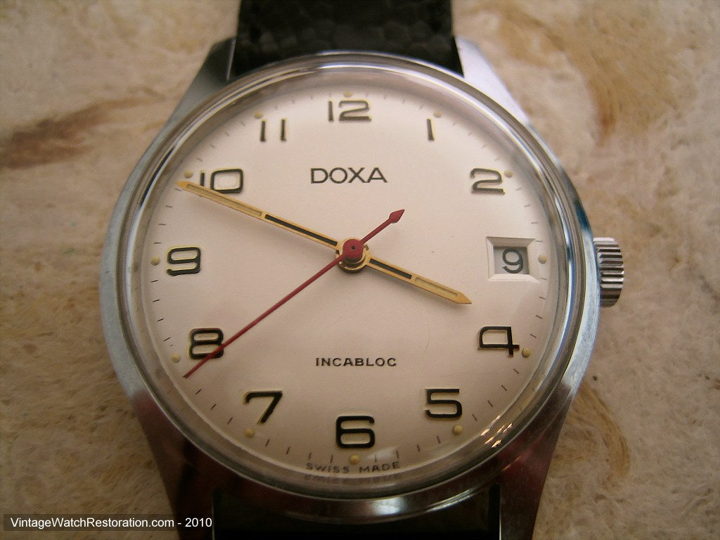 Perfect NOS Doxa Stainless Incabloc with Date, Manual, 34mm