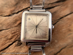 Doxa 'Grafic' Large Case Original Dial and Cool Custom Hand-Made Israeli Stainless Bracelet, Automatic, 30x37.5mm