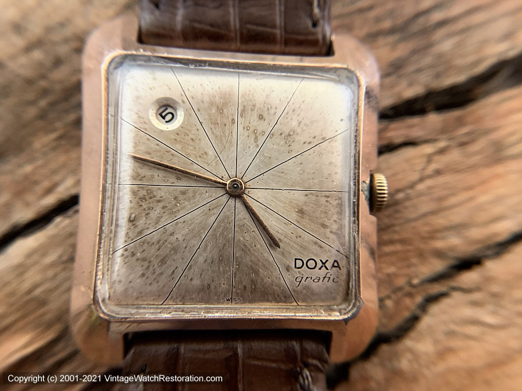 Doxa 'Grafic' Date at Top Left of Starburst Dial, Manual,  31x36mm