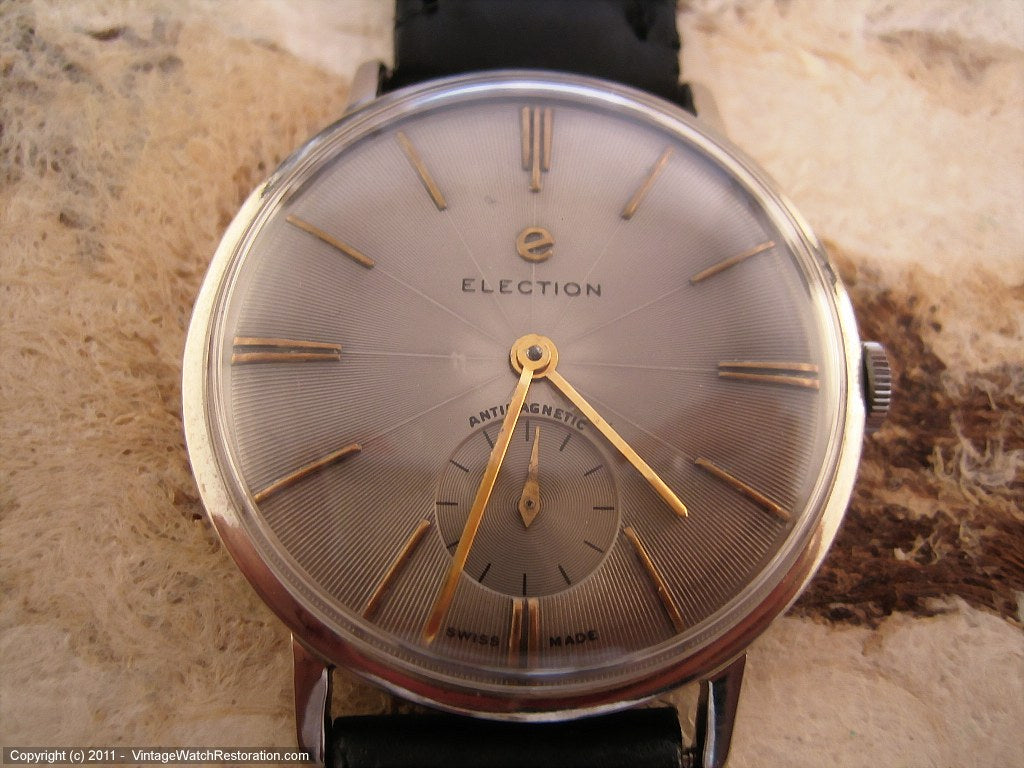 Election with Dove Gray Dial and Sun Burst Design, Manual, Huge 37.5mm
