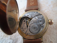 Load image into Gallery viewer, Very early Elgin rose gold wristwatch with decorative motifs, Manual, 35.5mm
