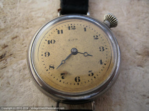 Early (1915) Golden Dial Elgin with Crown at 2 OClock, Manual, 32mm