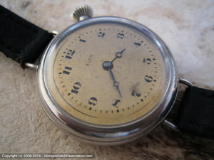 Early (1915) Golden Dial Elgin with Crown at 2 OClock, Manual, 32mm