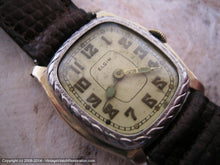 Load image into Gallery viewer, Early Elgin with Contrasting Silver Rope Bezel Design, Manual, 26x30mm
