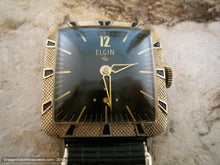 Load image into Gallery viewer, Mint Square Black/Gold Elgin with Matching Bezel and Bracelet, Manual, 28x36mm
