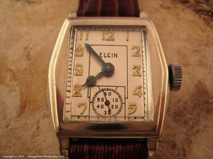 Elgin Silver Dial with Deco Style Case, Manual, 29x37.5mm