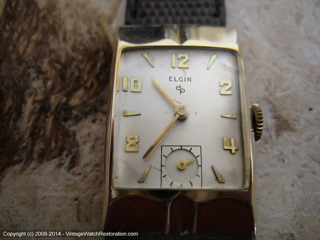 Elgin Cream Dial Deco Case Cal 673, Manual, 21.5x36mm – Vintage