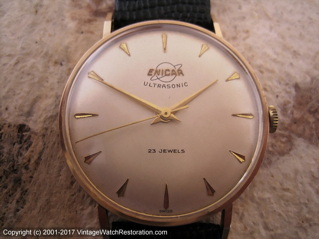 Thin and Elegant Enicar Ultrasonic 23 Jewels, Manual, Large