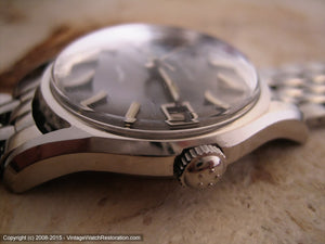 Eterna-Matic KonTiki Silver-Gray Dial, Date, and Original Brick Style Bracelet, Manual, Large 35mm