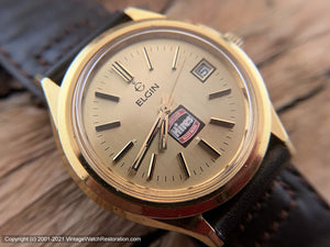 Elgin "Hires Genuine Root Beer" Promotional, Brushed Golden Dial, Date, Automatic, Large 36.5mm