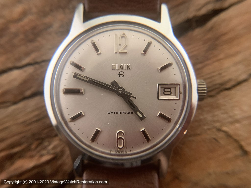 Elgin Silver Dial with Date, Manual, 34mm