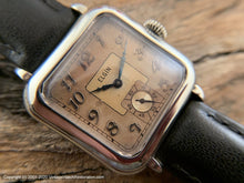 Load image into Gallery viewer, Elgin c.1929 Art Deco Two-Tone Rose Gold Dial, Rounded Square Case, Manual, 29x36mm
