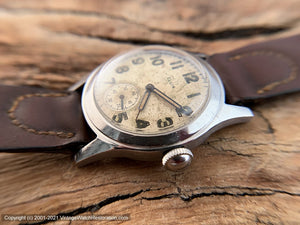 Elgin WWII Era with Parchment Patina Dial, Manual, 30mm
