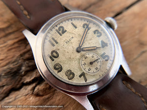 Elgin WWII Era with Parchment Patina Dial, Manual, 30mm