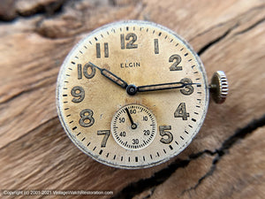 Elgin US WWII-Era Military with Stunning Amber Hued Patina Dial, Manual, 30mm