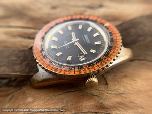 Exactus with Black Dial and Amazing Orange Bezel Ring, Date, Automatic, Huge 42mm