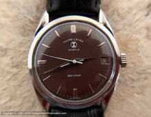Load image into Gallery viewer, Favre-Leuba &#39;Sea Chief&#39; in Stunning Maroon Dial with Date, Manual, 35mm
