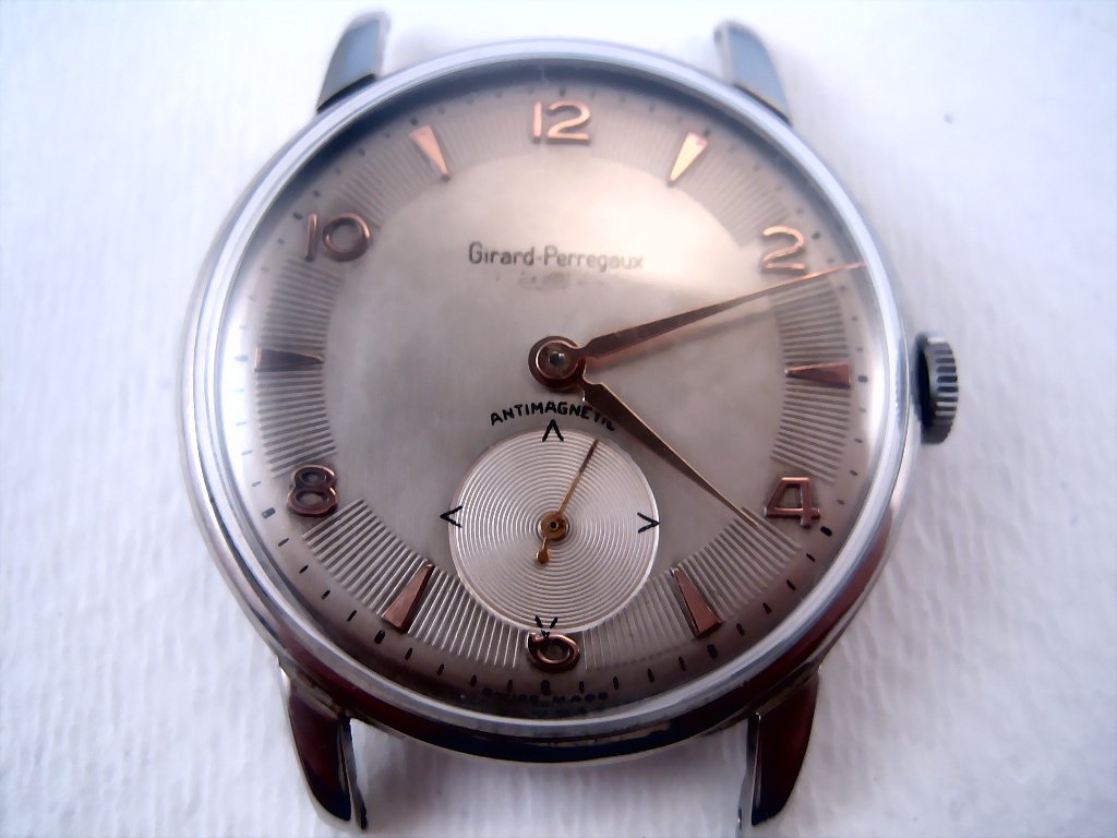 Stainless Girard-Perregaux Sunburst with Rose Gold highlights, Manual, Very Large 36mm