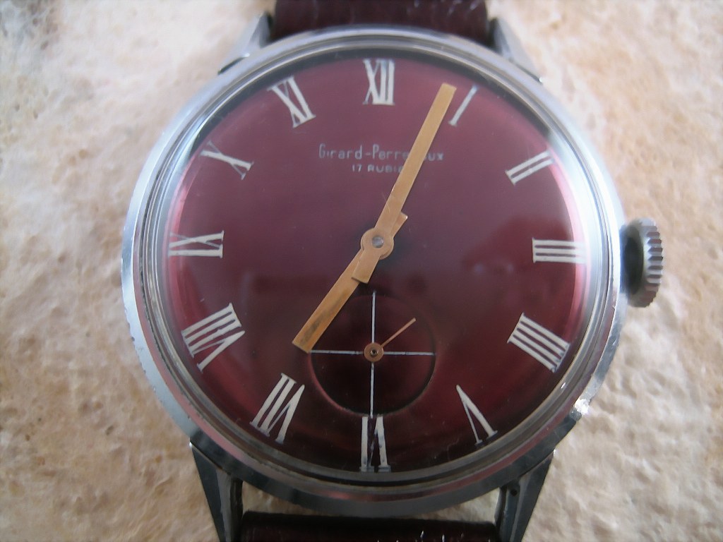 Bordeaux Dial Girard-Perregaux with Large Roman Numerals, Manual, Very Large 37mm