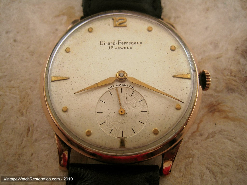 Classic 18K Rose Gold Girard-Perregaux Original Dial, Manual, Very Large 36mm