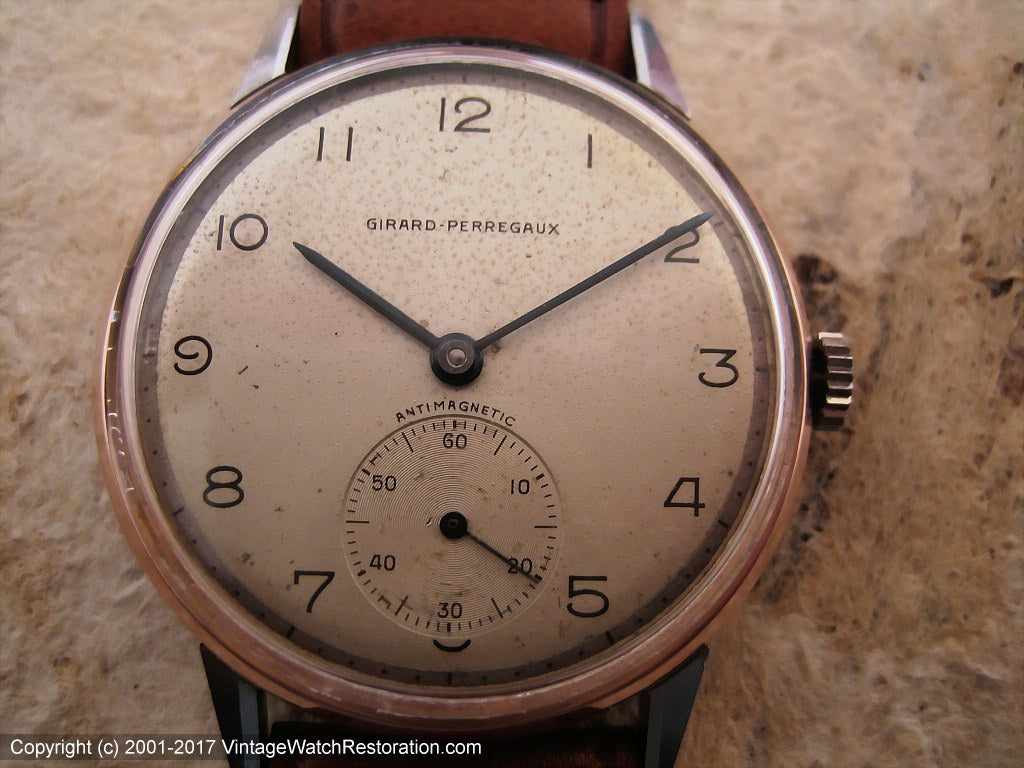 Large Girard-Perregaux with Original Dial and Rose-Gold Bezel Ring, Manual, 35mm