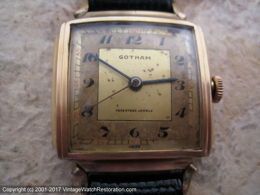 Gotham Square Case Two-Toned Dial, Manual, 28x37mm – Vintage Watch