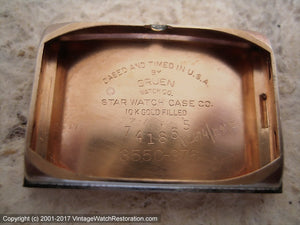 Gruen Precision with Salmon Dial in Rose Gold Curvex Case, Manual, 20x37.5mm