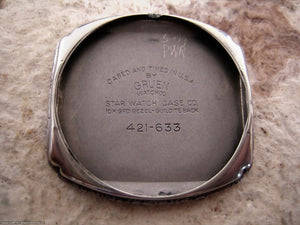 Gruen 'Veri-Thin' Tonneau Case with Horned Lugs, Manual, 28x29.5mm