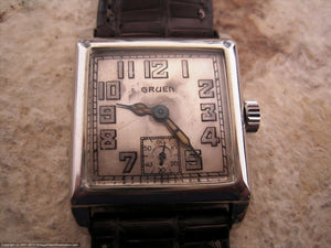 Gruen Guild c.1930s with Square White Gold Case and Silver Dial, Manual, 26x26mm