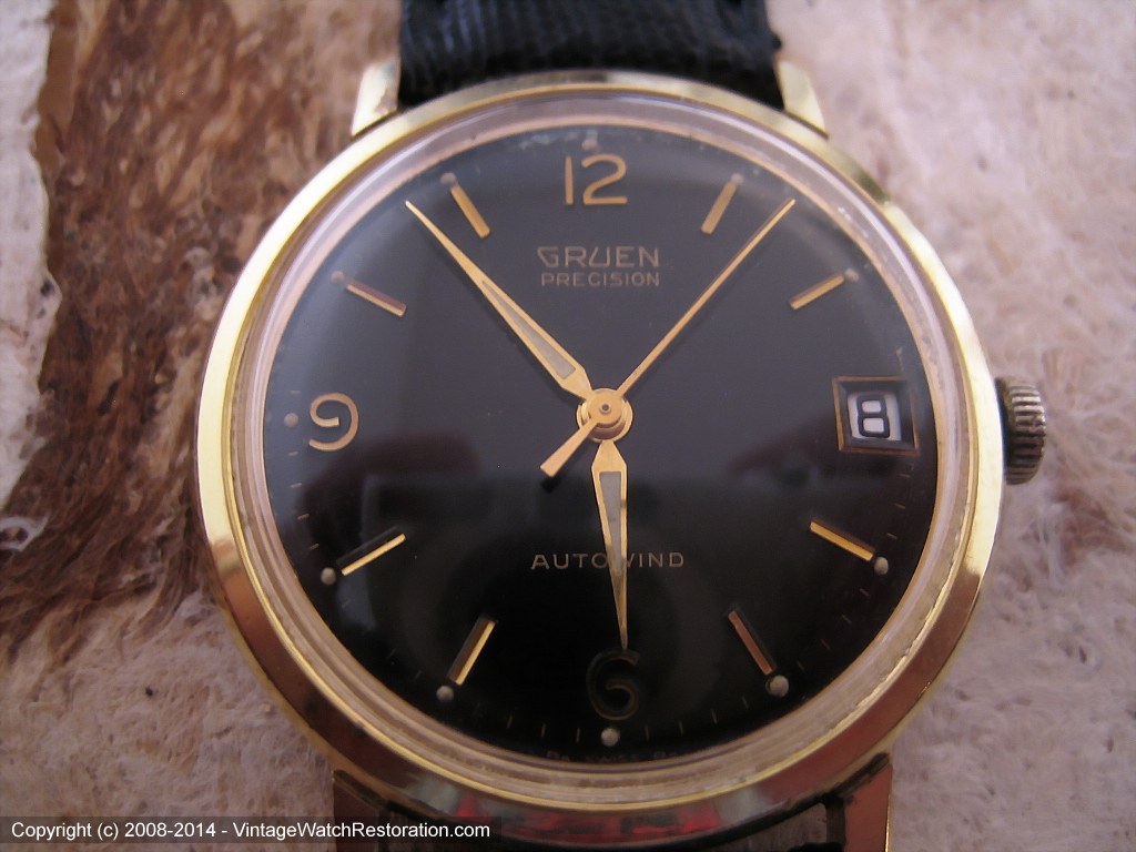 Gruen Black Face Watch Working Precision by Gruen Black Face Silvertone Watch | eBay main image 4
