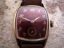 Load image into Gallery viewer, Gruen Veri-Thin Tonneau with Ruby Red Dial, Manual, 27.5x37.5mm
