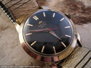 Handsome Black Dial Gruen with Red Second Sweep Hand, with Box, Automatic, 32mm
