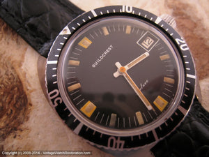 Guildcrest Black Dial Divers with Date, Manual, Large 36.5mm